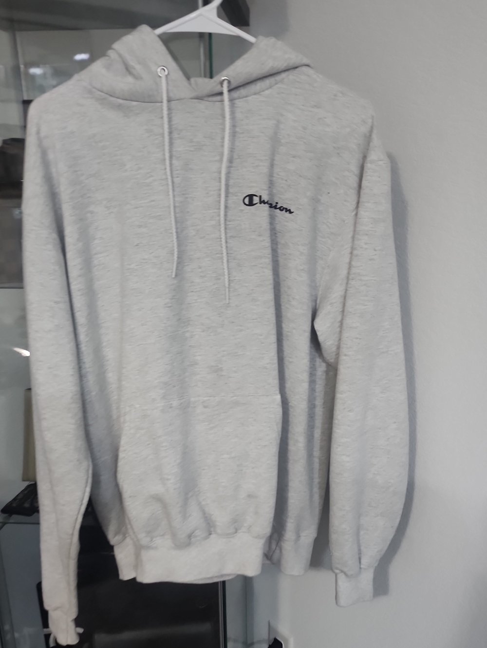 Champion Gray Men's Hoodie with Subtle Script Logo